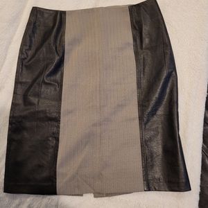 R  Faux leather and fabric skirt